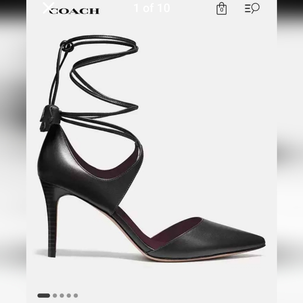 Coach Black Strappy Leather Heels